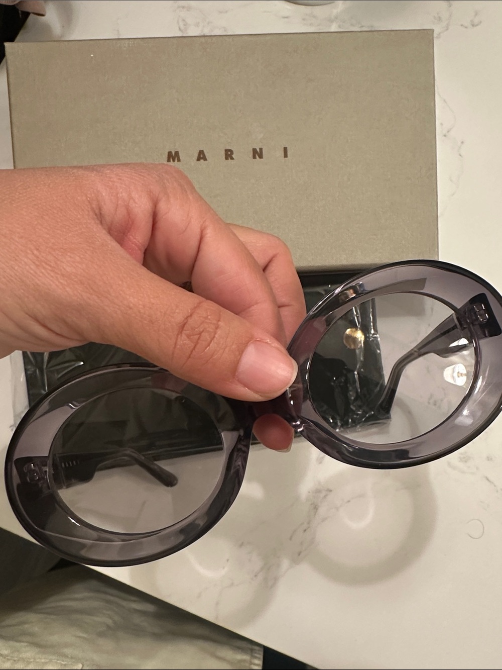 Marni Translucent light grey/ lavender Oval Sunglasses - Picture 3 of 6